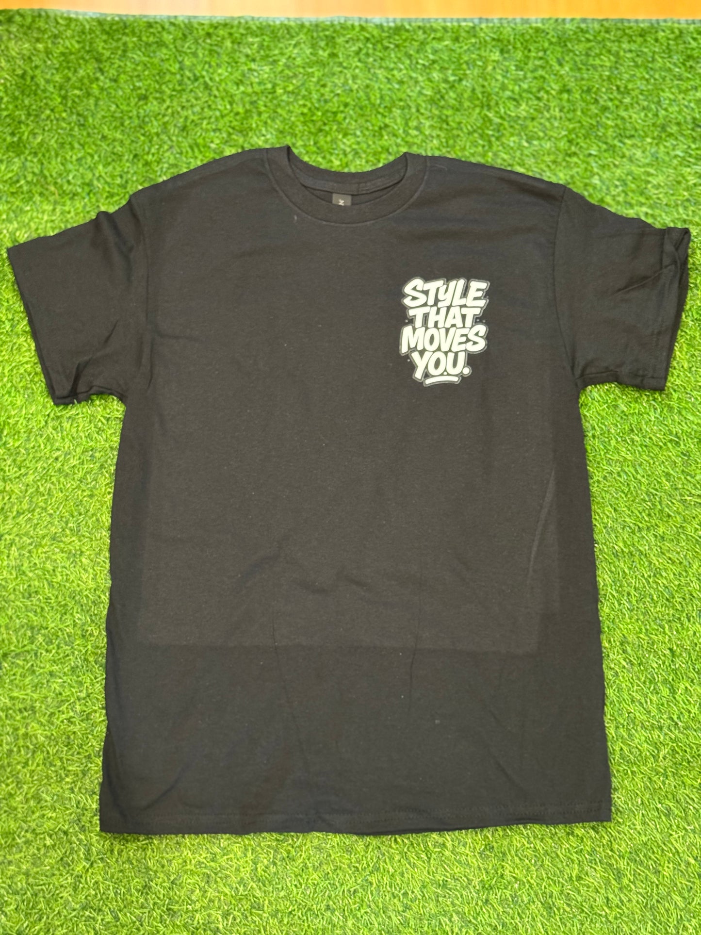 “ style that moves you” black tee