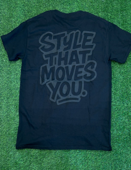 “Style that moves you” dark mode tee